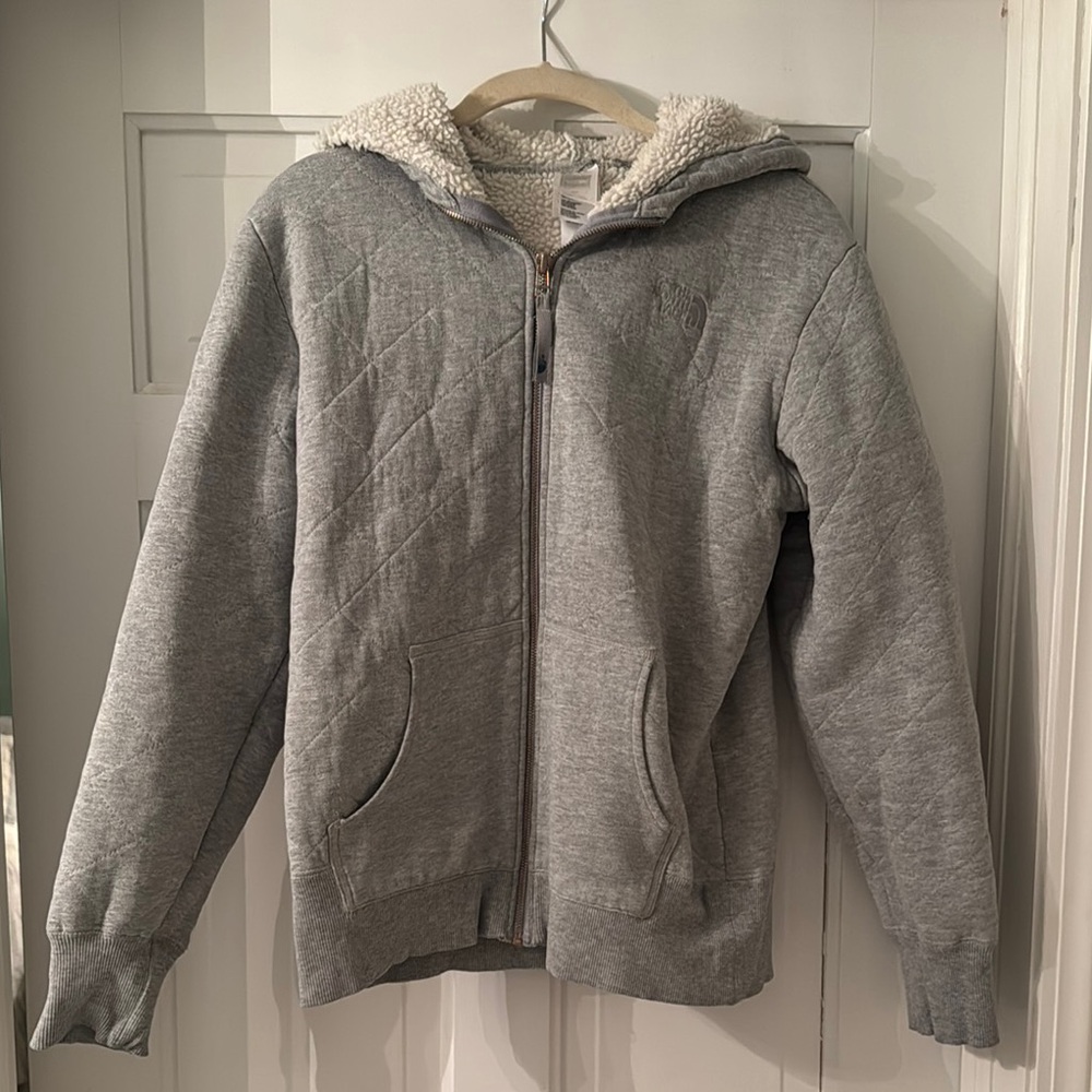 Gray Quilted Zip-Up Hoodie